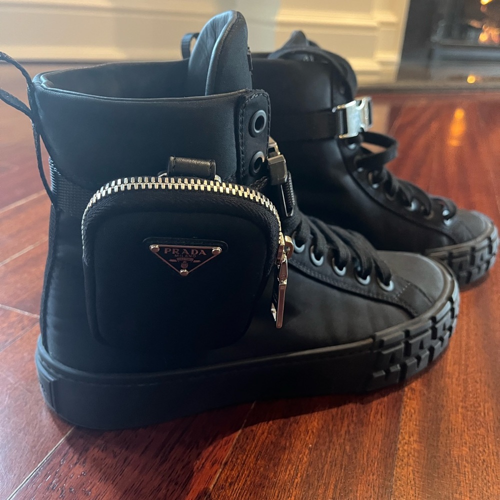 Prada Re-Nylon black high top sneaker